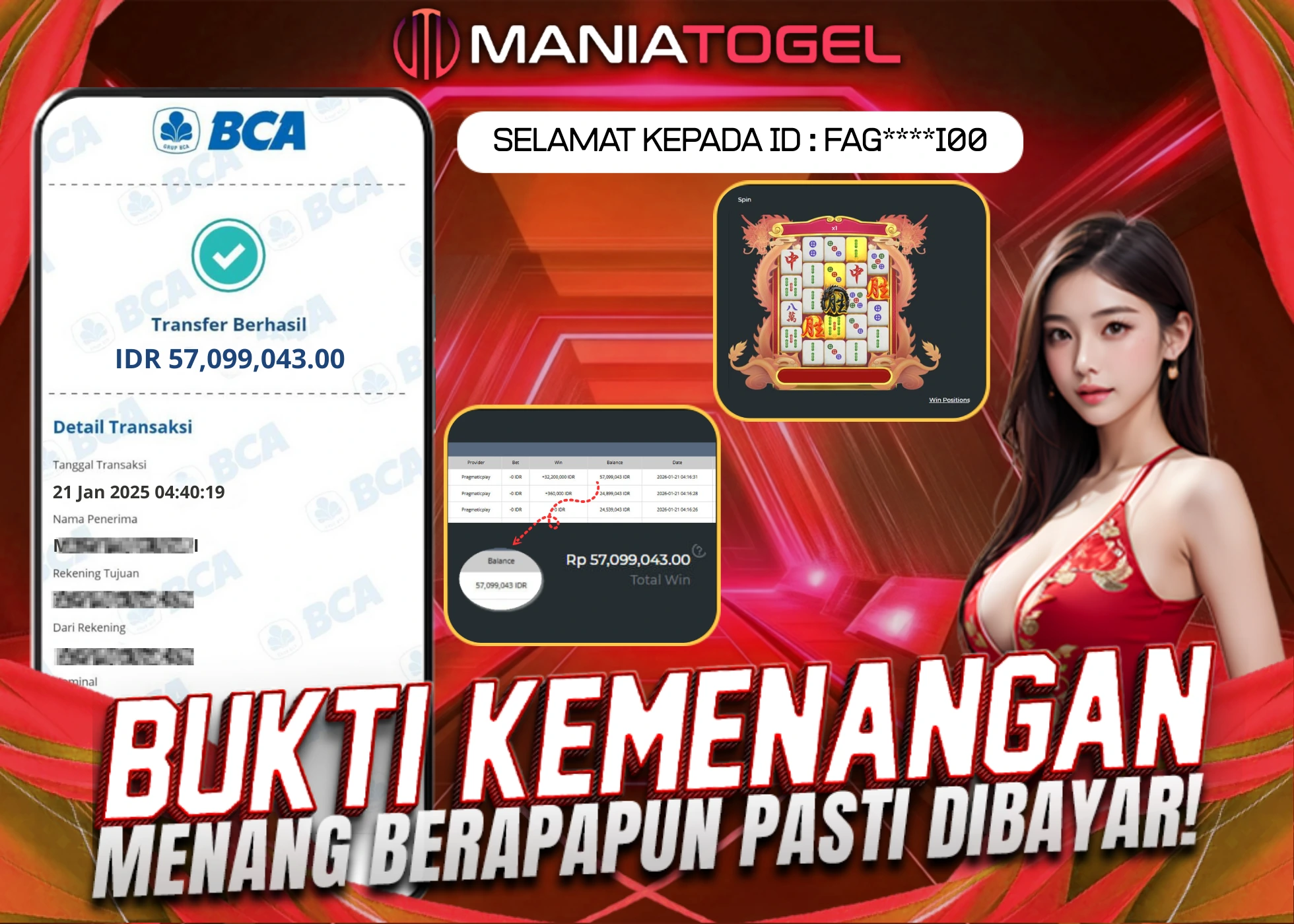 Bukti Kemenangan 57jt di Game Mahjong Wins 3 – Black Scatter