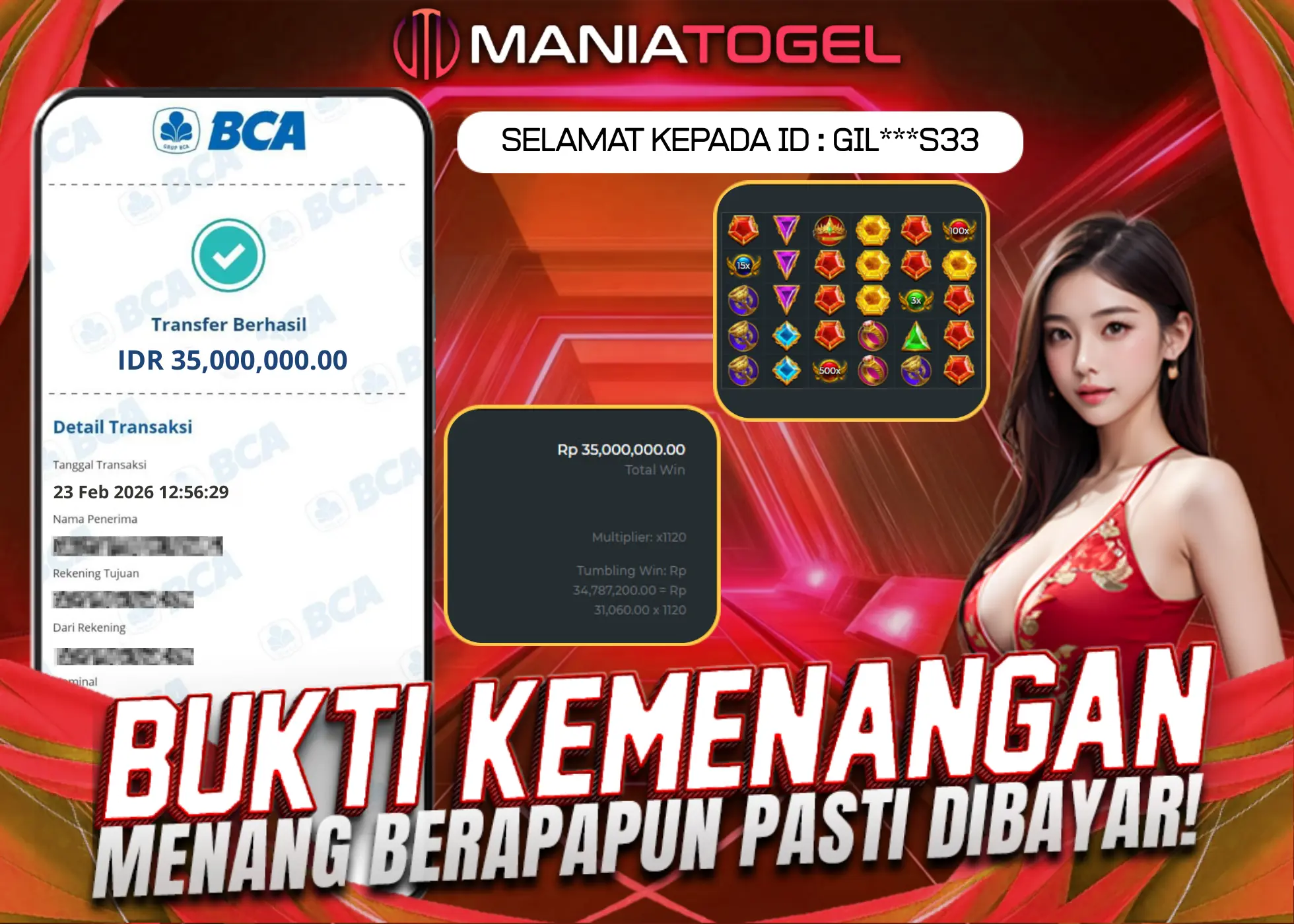 Bukti Kemenangan 35jt di Game Gates Of Olympus 1000 !