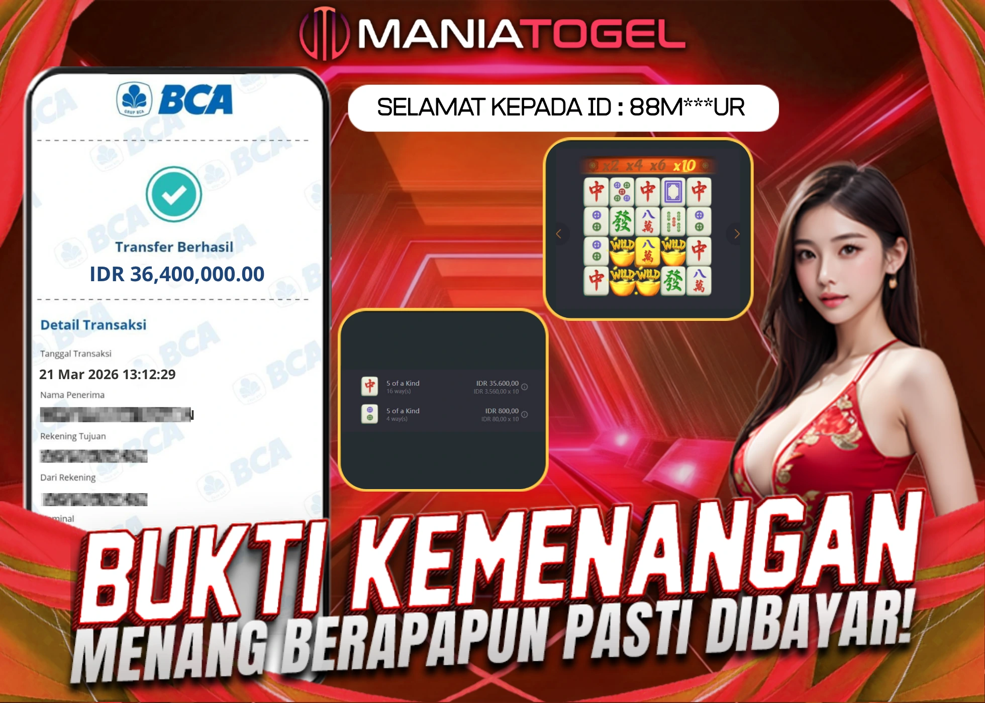 Bukti Kemenangan 36jt di Game Mahjong Ways!